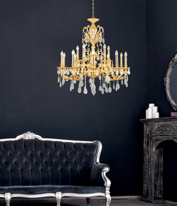 W 루카 15등 대형 샹들리에 골드