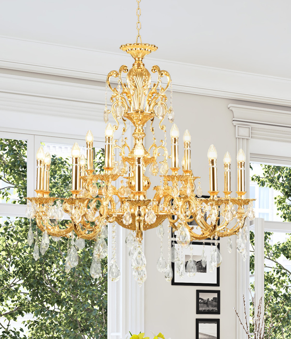 W 루카 15등 대형 샹들리에 골드