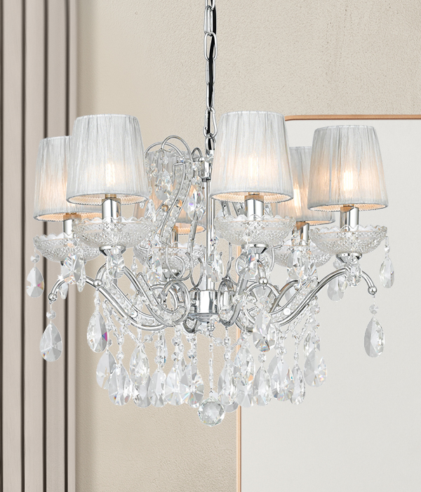 W 오베르 갓 6등(골드/크롬) LED식탁등 크리스탈식탁등