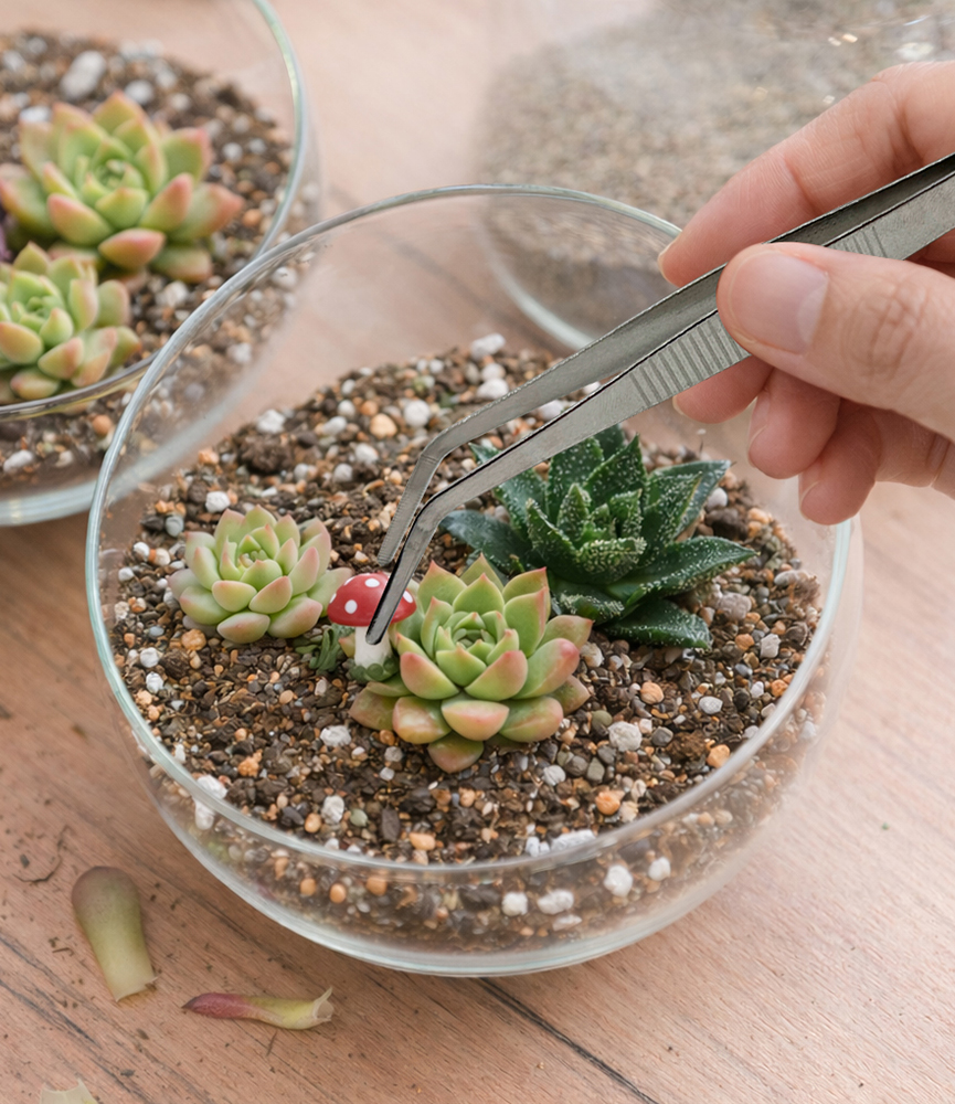 다육이 핀셋 2종 세트 (일자형+곡선형) 다용도 원예용 식물 분갈이용