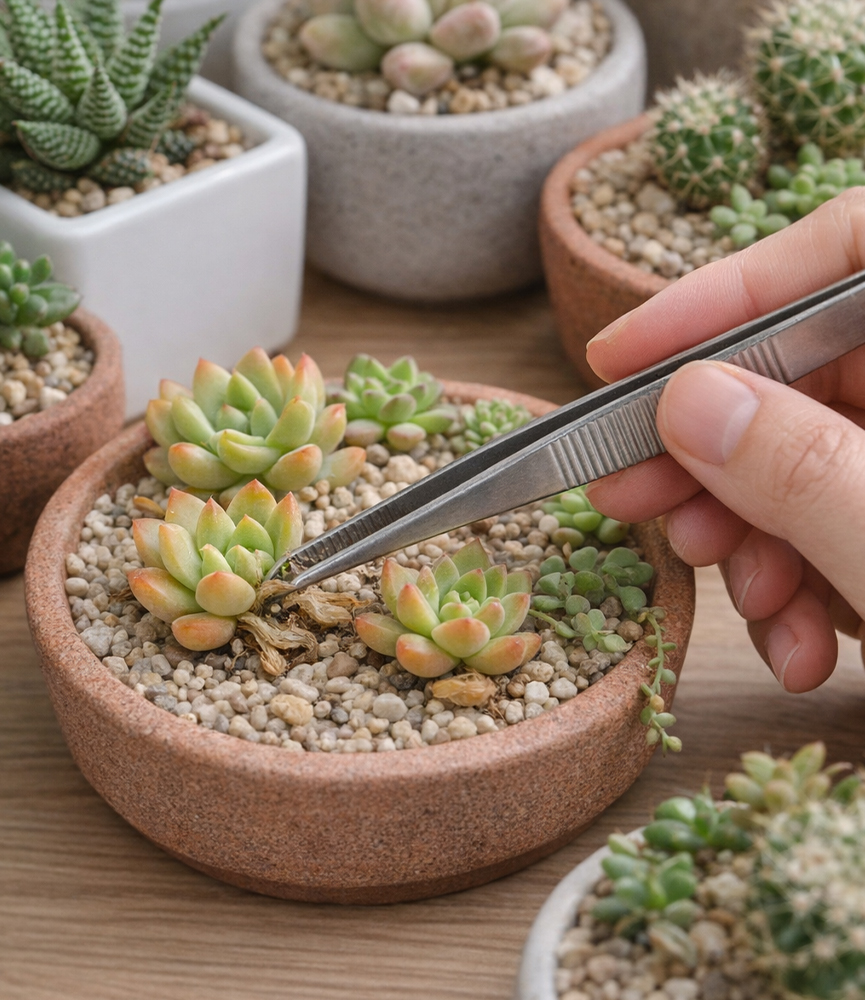 다육이 핀셋 2종 세트 (일자형+곡선형) 다용도 원예용 식물 분갈이용