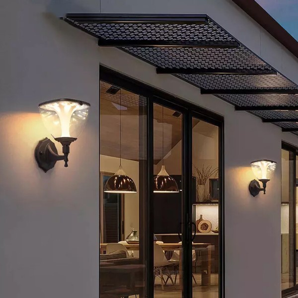 로엠 LED 태양광 문주등+벽등 3색 변환 태양열 야외 조명