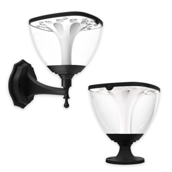 로엠 LED 태양광 문주등+벽등 3색 변환 태양열 야외 조명