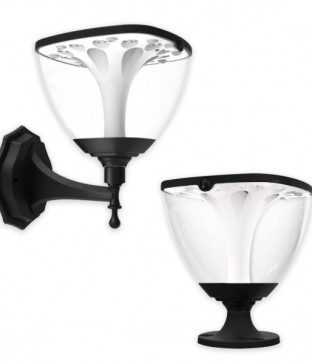 로엠 LED 태양광 문주등+벽등 3색 변환 태양열 야외 조명